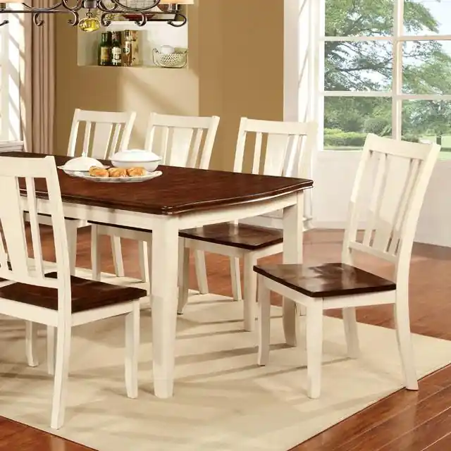 DOVER Vintage White/Cherry Dining Table w/ 18" Leaf - FOA East