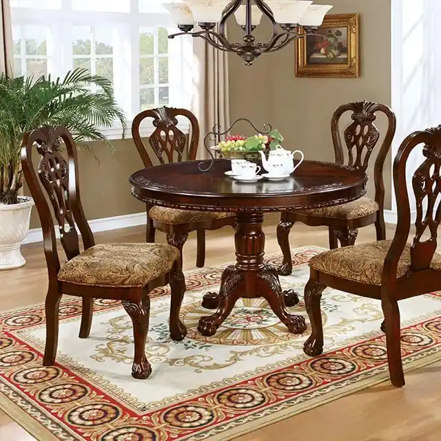 Elana Brown Cherry Round Dining Table - FOA East