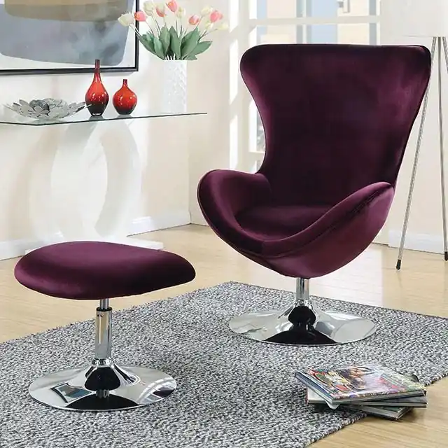 Eloise Purple Accent Chair w/ Ottoman - FOA East