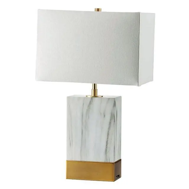 Faith White Marble/Gold 20"H White Marble Gold Table Lamp - FOA East