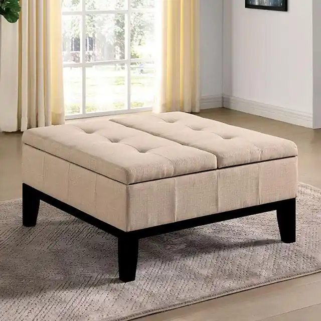 FAZIO Storage Ottoman, Beige - FOA East