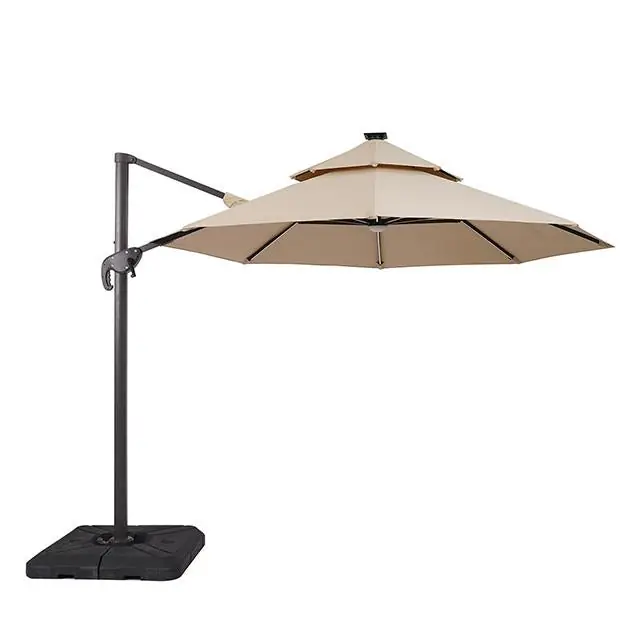 Fera 10 Ft Round Umbrella w/ LED Bulb + 37" Large Base - FOA East