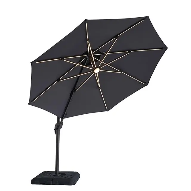 Fera 10 Ft Round Umbrella w/ LED Bulb + 37" Large Base - FOA East