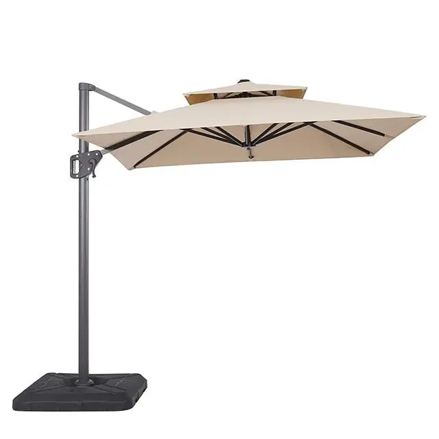 Fida 8 Ft Square Umbrella w/ Double Top + 37" Large Base - FOA East