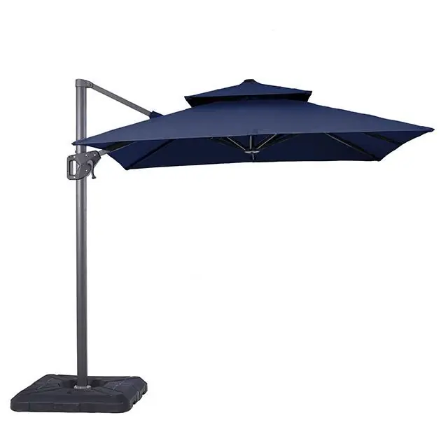 Fida 8 Ft Square Umbrella w/ Double Top + 37" Large Base - FOA East