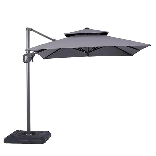 Fida 8 Ft Square Umbrella w/ Double Top + 37" Large Base - FOA East