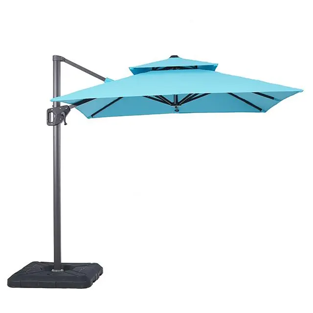 Fida 8 Ft Square Umbrella w/ Double Top + 37" Large Base - FOA East