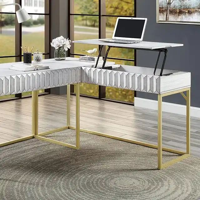 FREIBURG Corner Desk, Antique White - FOA East