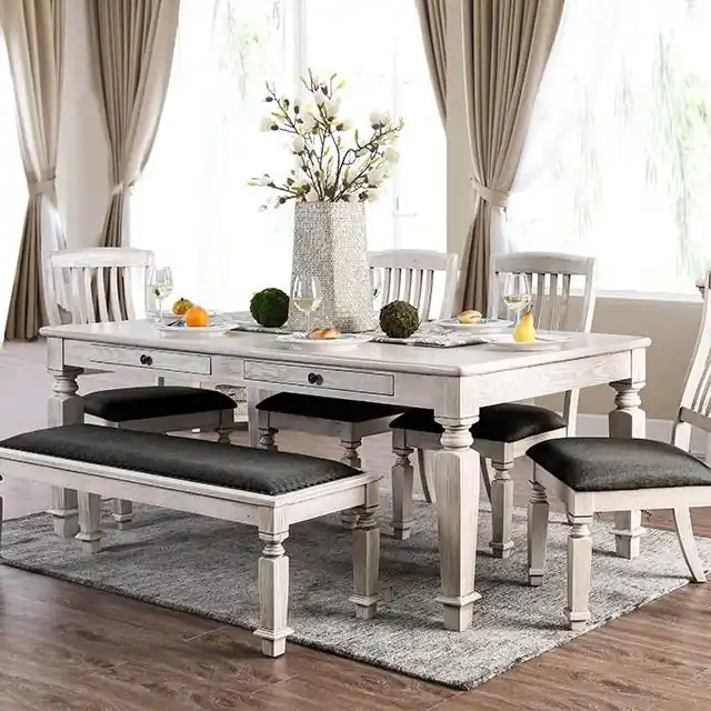 Georgia Antique White/Gray Dining Table - FOA East