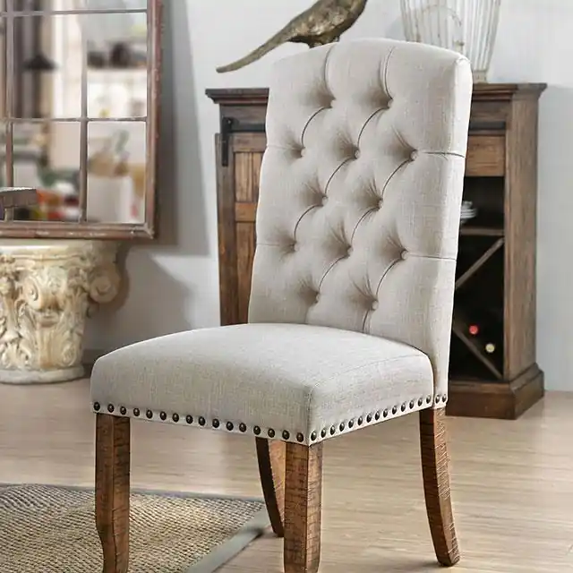 Gianna Rustic Pine/Ivory Side Chair (2/CTN) - FOA East