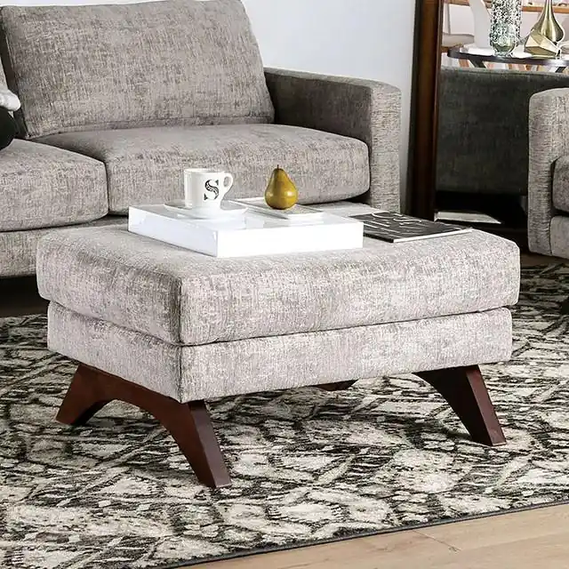 Harlech Gray Ottoman - FOA East