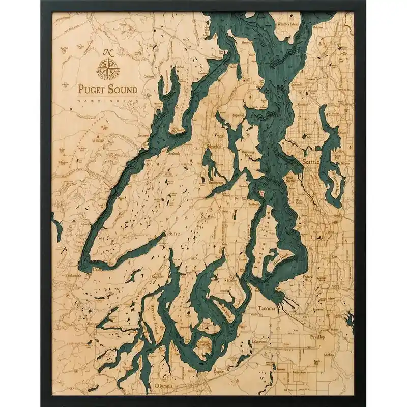 Puget Sound Nautical Wood Chart - WoodChart