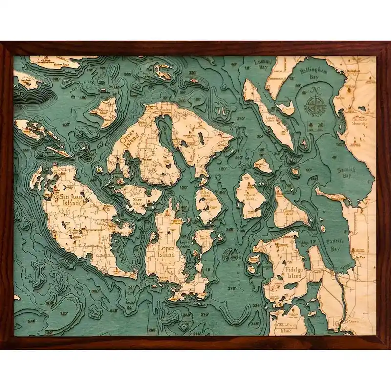 San Juan Islands Nautical Wood Chart - WoodChart