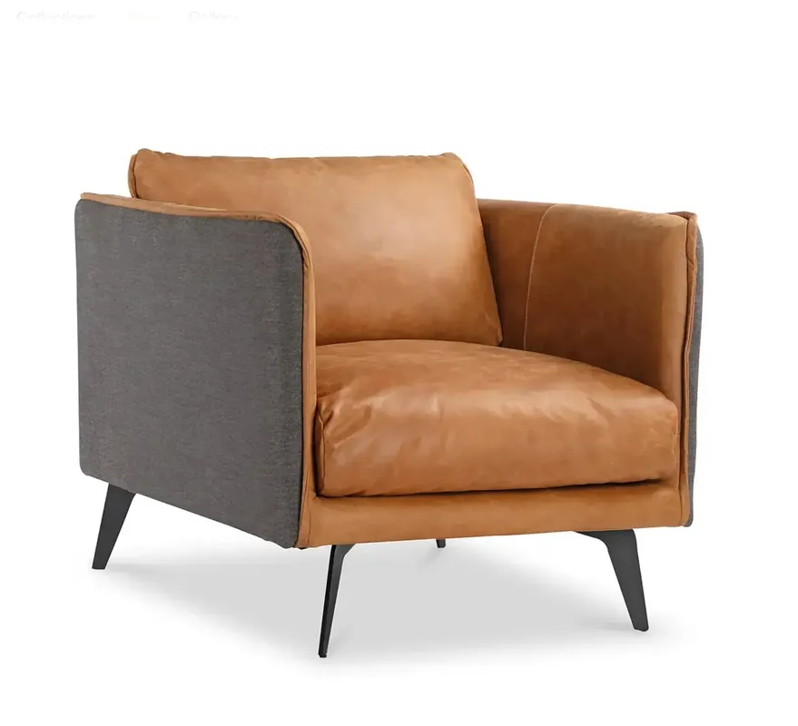 Messina Leather Arm Chair Cognac - Moe's Home Collection