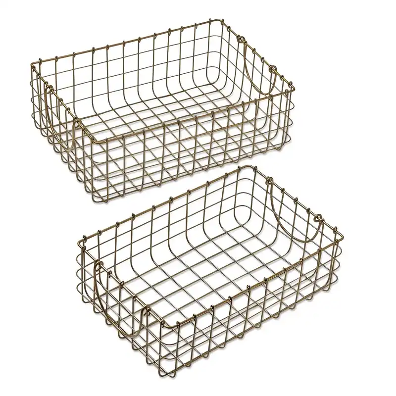 Antique Gold Metal Basket - TAG