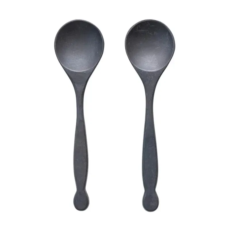 Mango Wood Salad Servers, Black, Set of 2 - Bloomingville