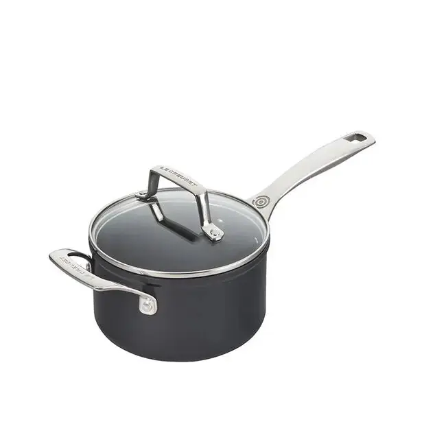 Essential Nonstick Ceramic Saucepan with Glass Lid - Le Creuset