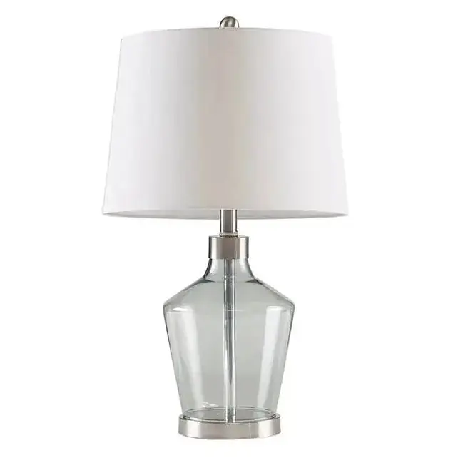 Clear Glass Base Table Lamp, Grey Base - Olliix