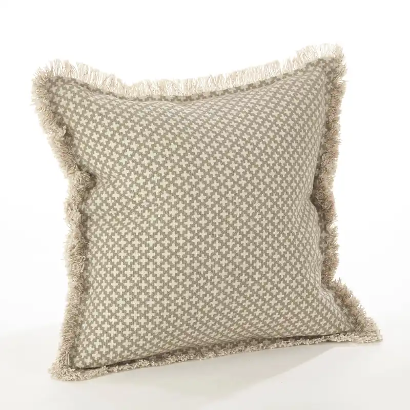 Moroccan Down Filled Tile Pillow, Natural - Saro Lifestyle