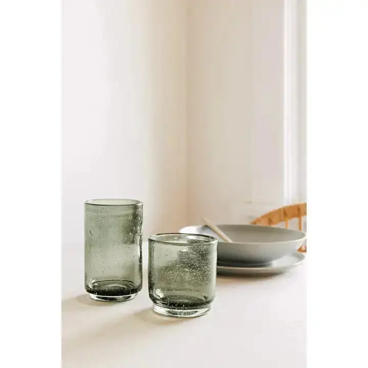 Agave Bubbled Drinking Glass, 12 oz - Danica Heirloom