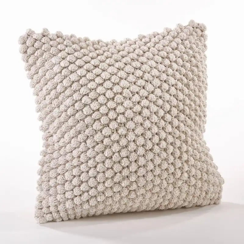 Crochet Pompom Down Filled Pillow - Saro Lifestyle