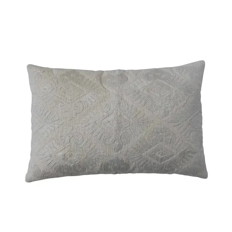 Embroidered Lumbar Throw Pillow - Greenhouse Home