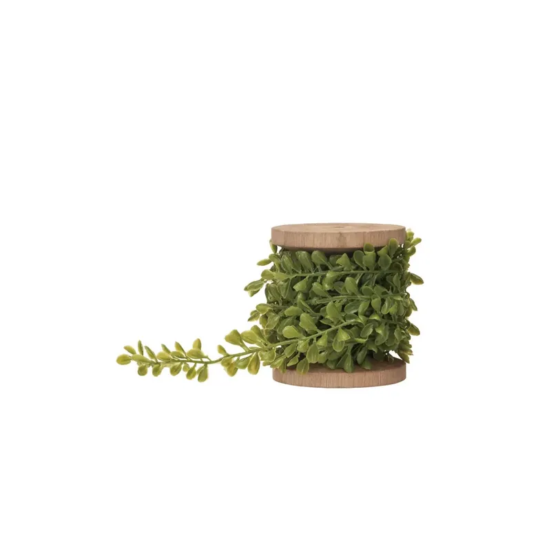 Boxwood Trim on Wood Spool - Greenhouse Home