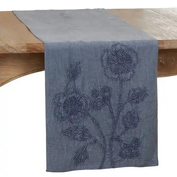 Stone Washed Floral Runner - Saro Lifestyle