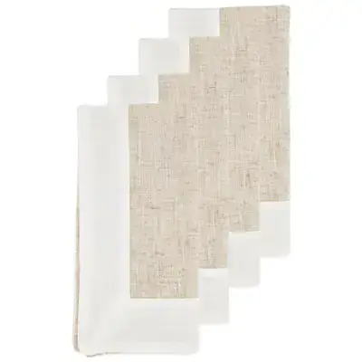 Two Tone Napkin, Natural and White - Saro Lifestyle