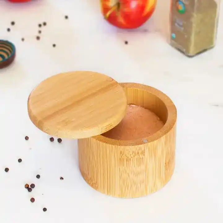 Round Salt Box with Magnetic Swivel Lid - Totally Bamboo