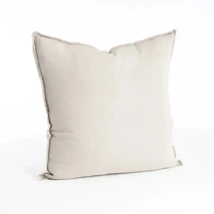 Fringed Linen Pillow, Natural - Saro Lifestyle