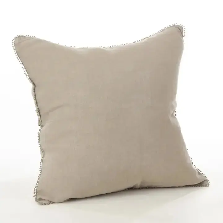 Pompom Pillow, Natural - Saro Lifestyle