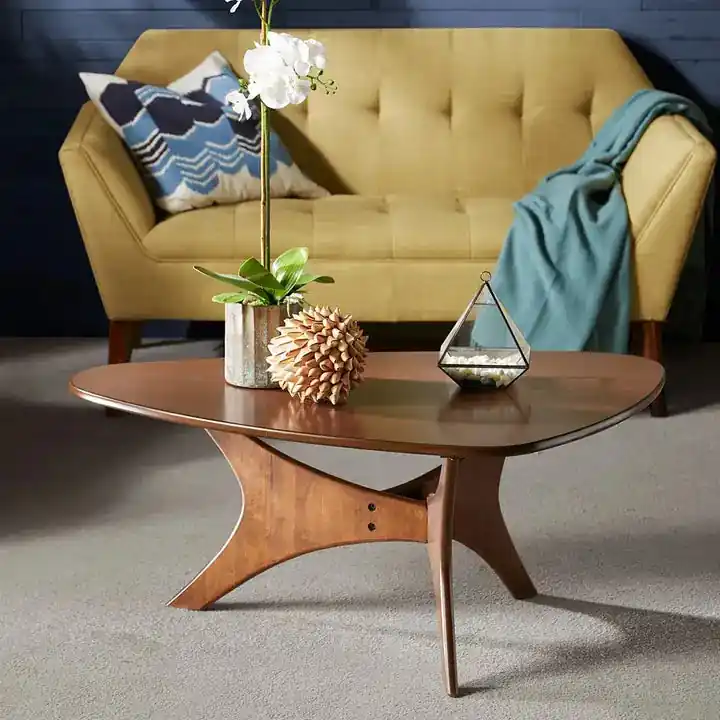 Mid-Century Triangular Wood Coffee Table