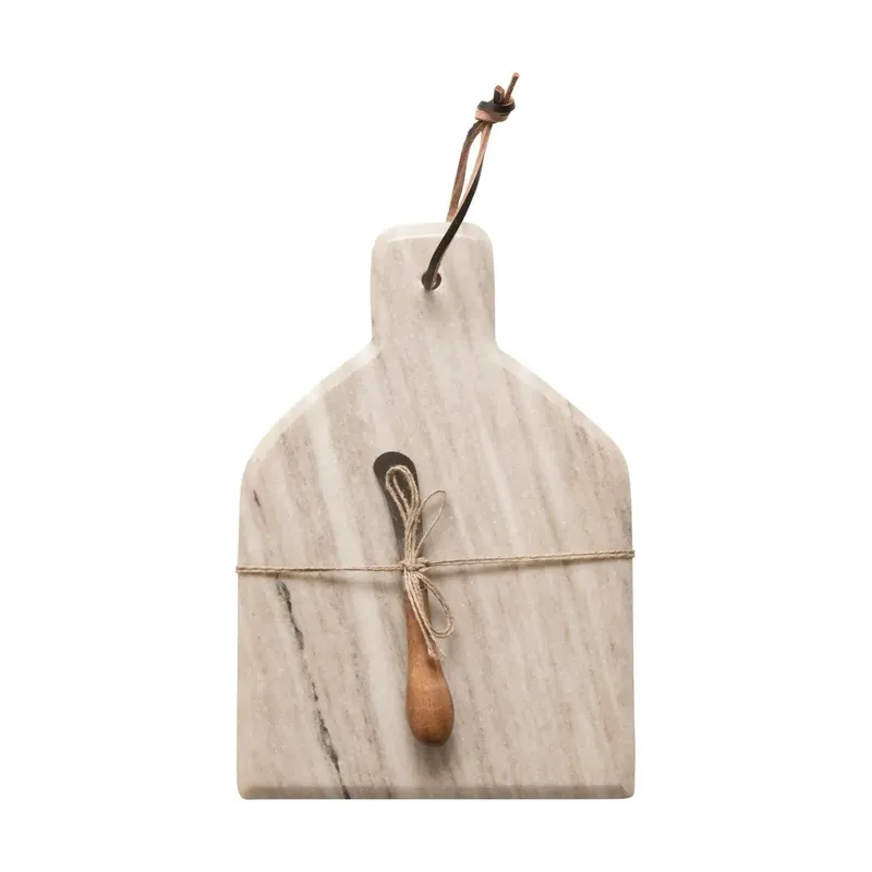 Marble Cheese Cutting Board w/Knife - Greenhouse Home