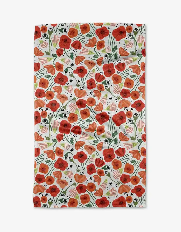 Poppy Power Kitchen Tea Towel - Geometry