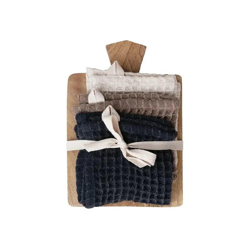 Waffle Weave Dish Cloths with Cheese/Serving Board - Greenhouse Home