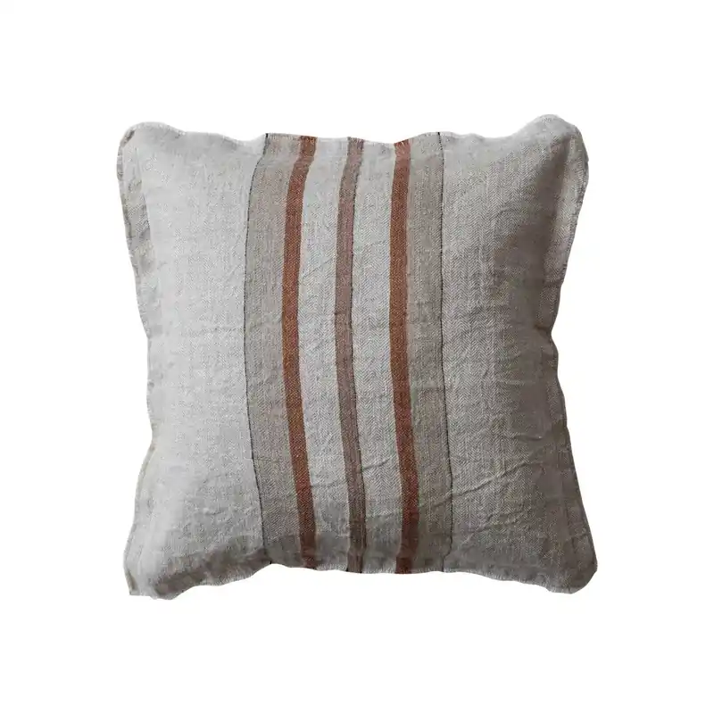 Striped Woven Pillow with Fringe - Greenhouse Home