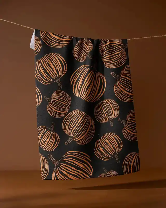 Pumpkin Noir Tea Towel - Geometry