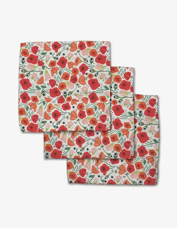 Poppy Power Dish Cloths, Set of 3 - Geometry