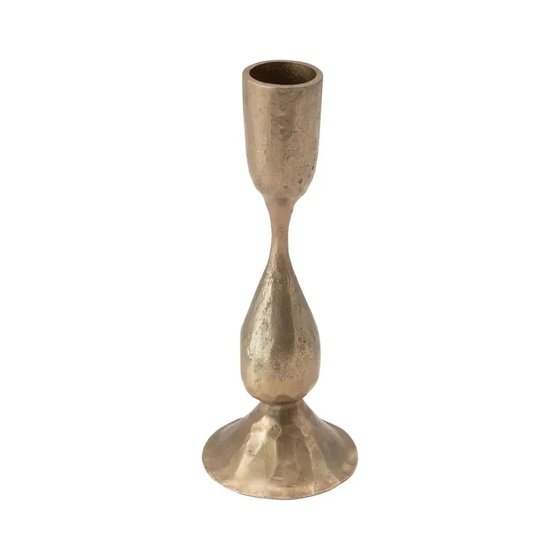 Antique Brass Hand Forged Metal Taper Holder, 6.5" - Greenhouse Home