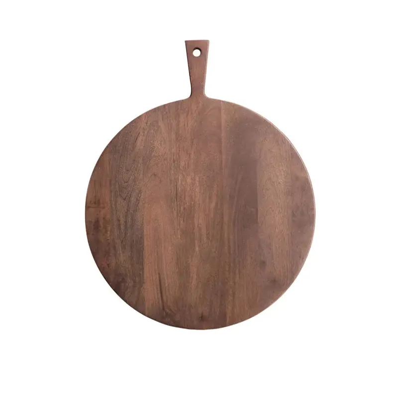 Mango Wood Round Cheese/Cutting Board with Handle - Greenhouse Home