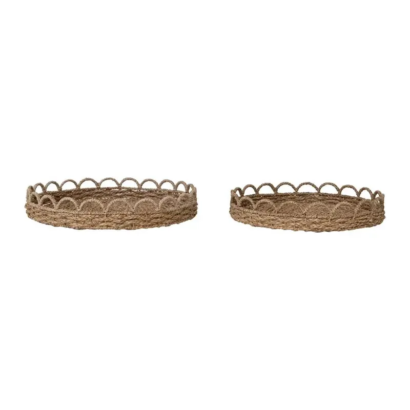 Decorative Woven Seagrass Scalloped Tray - Greenhouse Home