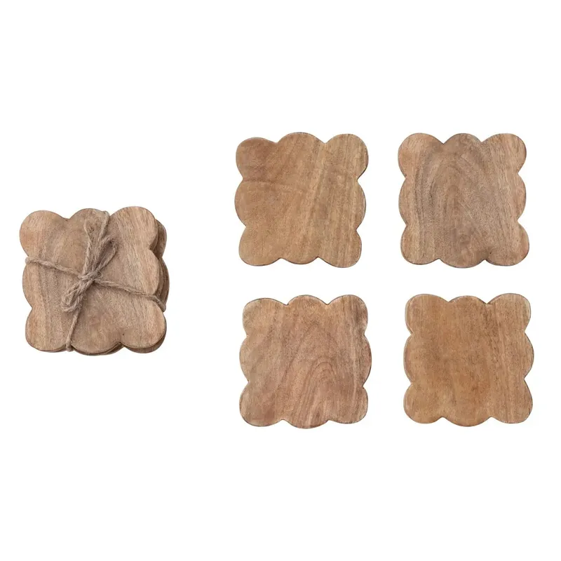 Mango Wood Scalloped Coaster - Greenhouse Home
