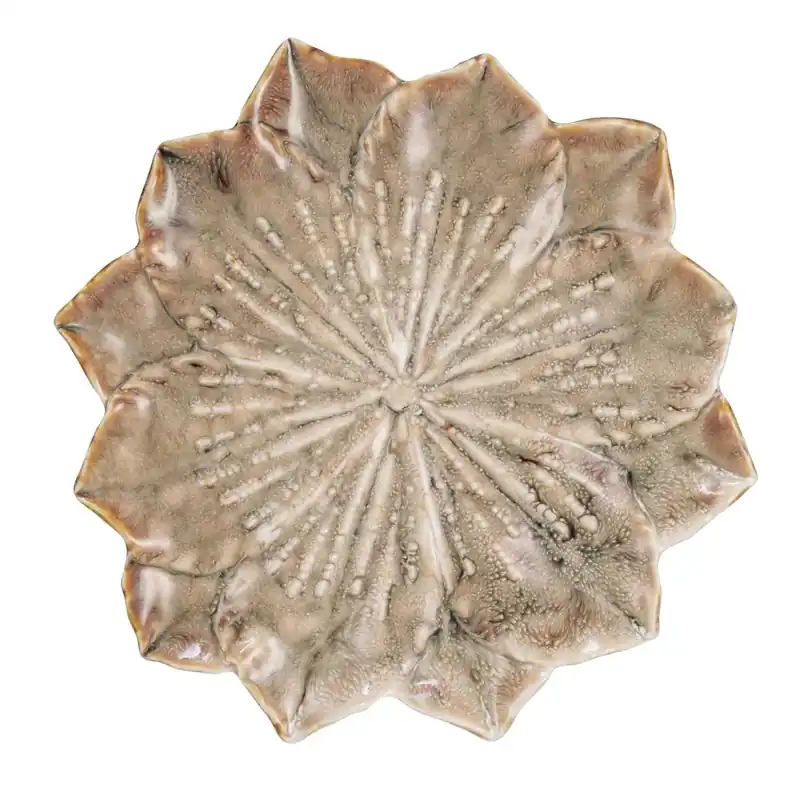 Beige Floral Stoneware Plate - Bloomingville