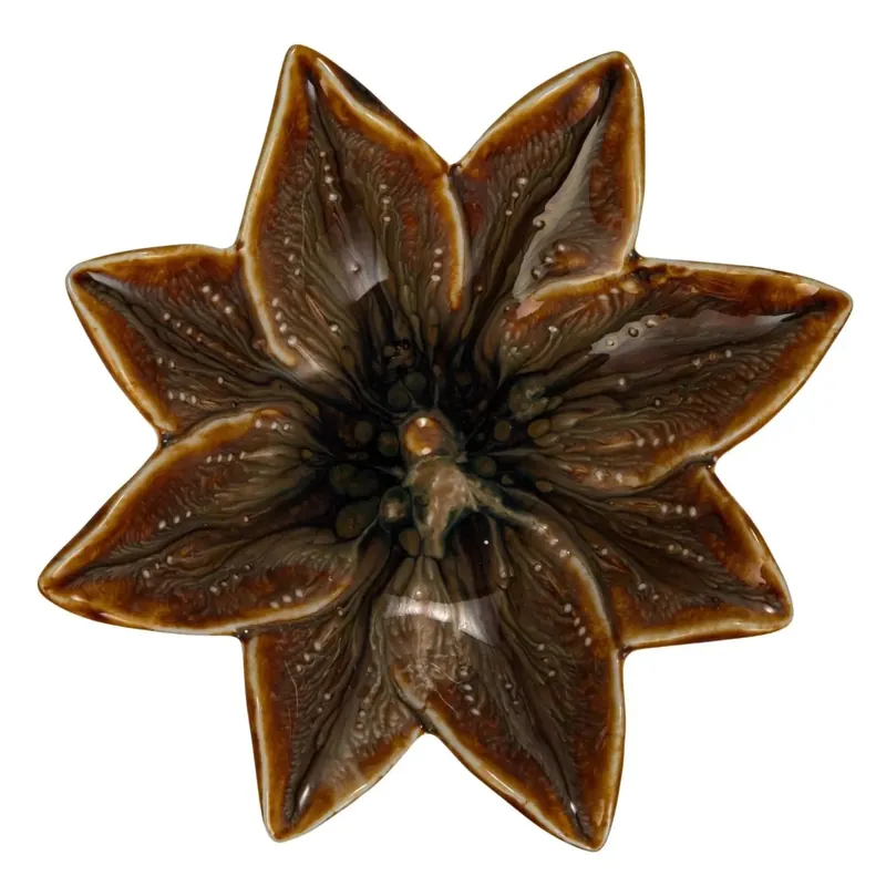 Earthtone Floral Stoneware Dish - Bloomingville