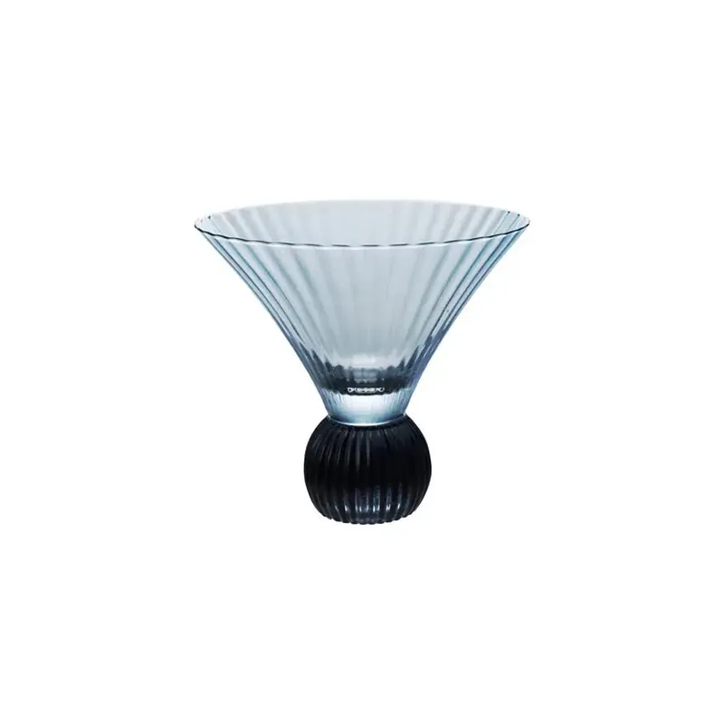 Pleated Footed Blue Martini Glass, 6oz - Bloomingville