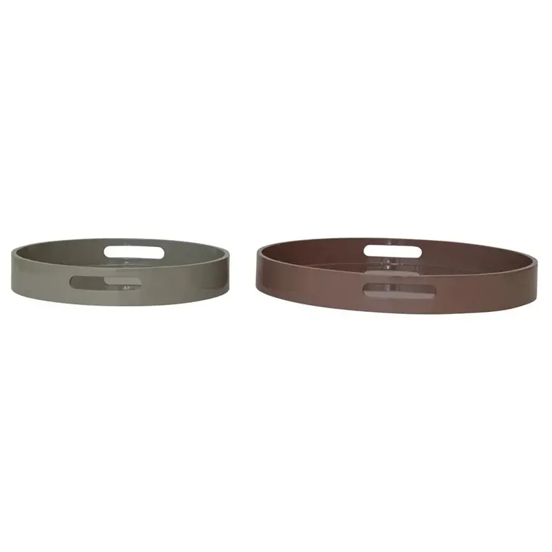 MDF Round Lacquered Tray with Handles - Bloomingville