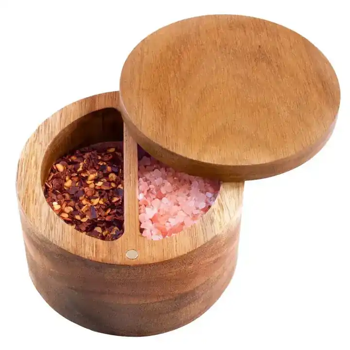 Rock & Branch Acacia Duet Salt Cellar - Totally Bamboo