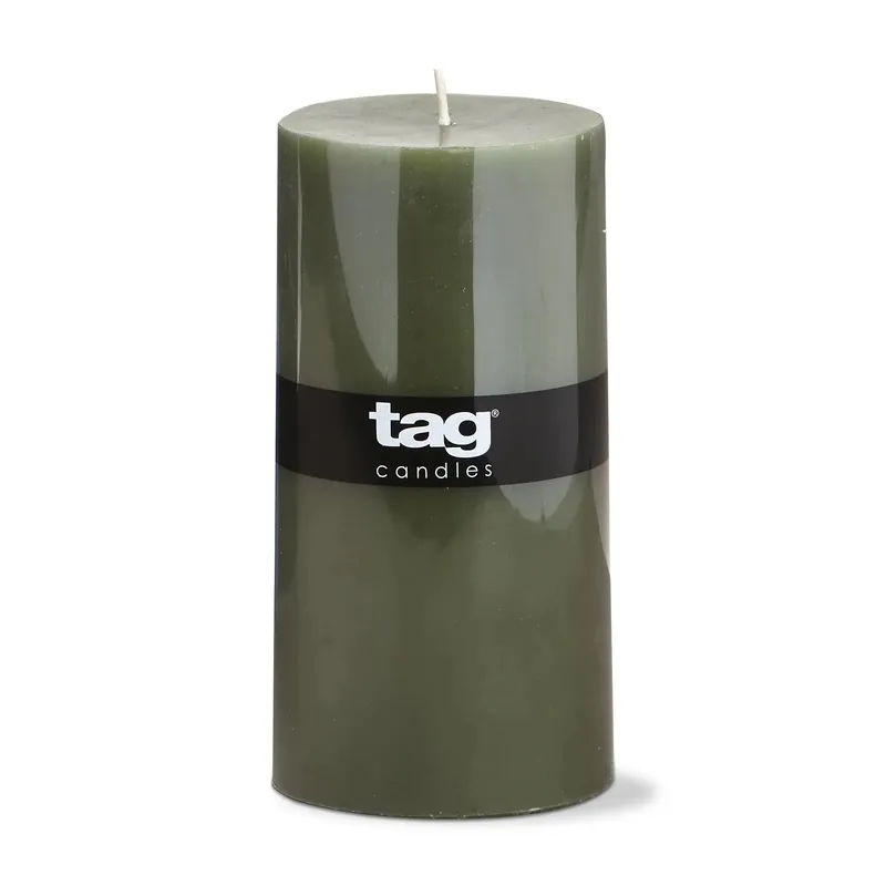 Olive Green Color Studio Pillar Candle - TAG