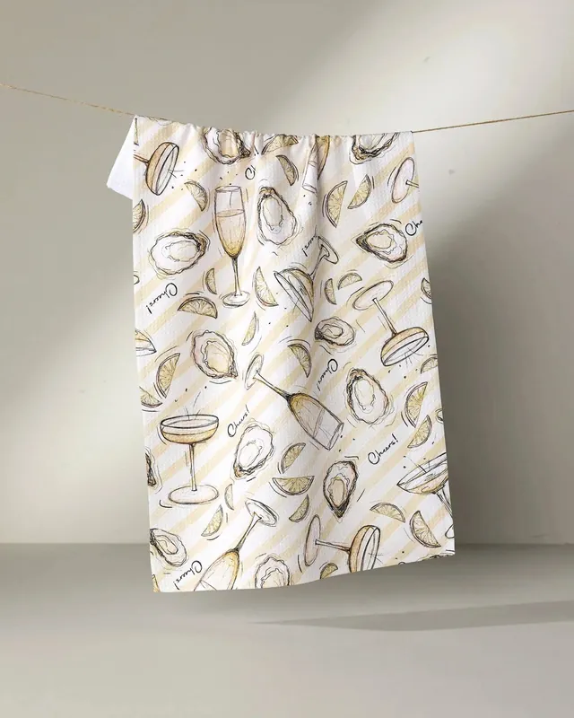Oysters and Champagne Tea Towel - Geometry